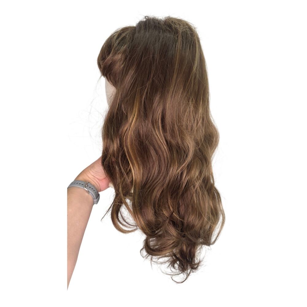 Long Brown Wig Bangs Retro Bouffant Beehive 80s Halloween Costume